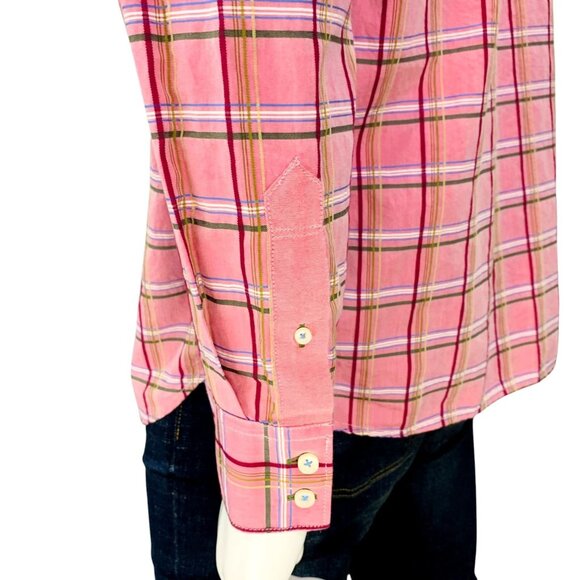 Tommy Bahama Jeans Mens Shirt Island Modern Fit Pink Plaid Long Sleeve Size L - Picture 10 of 15
